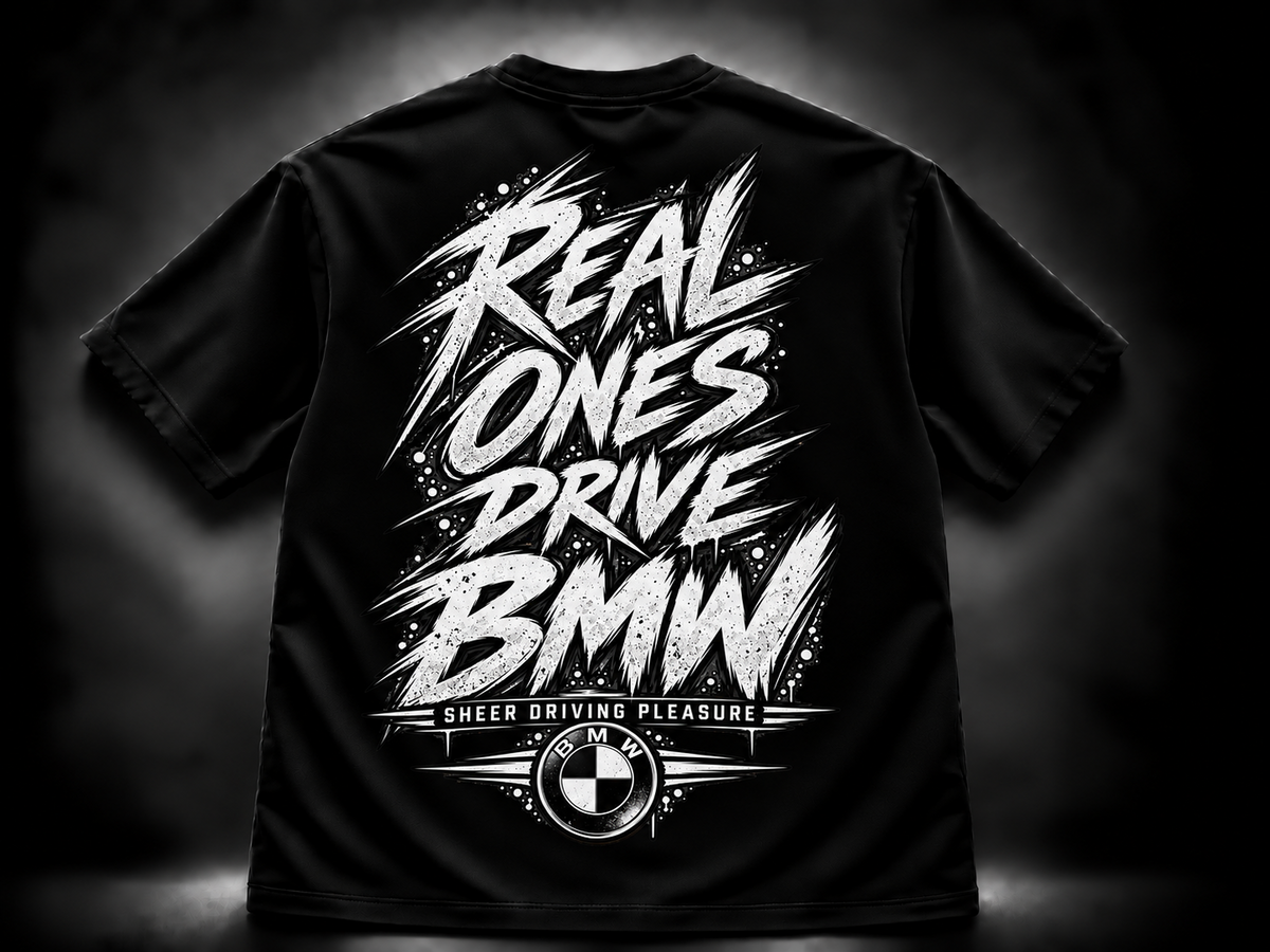Черна BMW автомобилна тениска Real Ones Drive – VEYRO