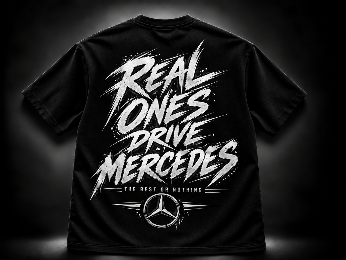 Черна Mercedes автомобилна тениска Real Ones Drive – VEYRO