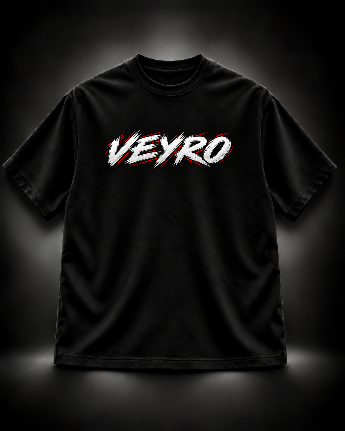 Предна част на черна тениска VEYRO Night Legend