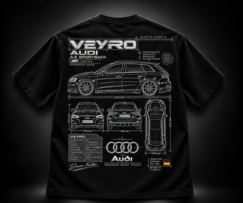 Blueprint тениска с персонализиран автомобил VEYRO – пример 2