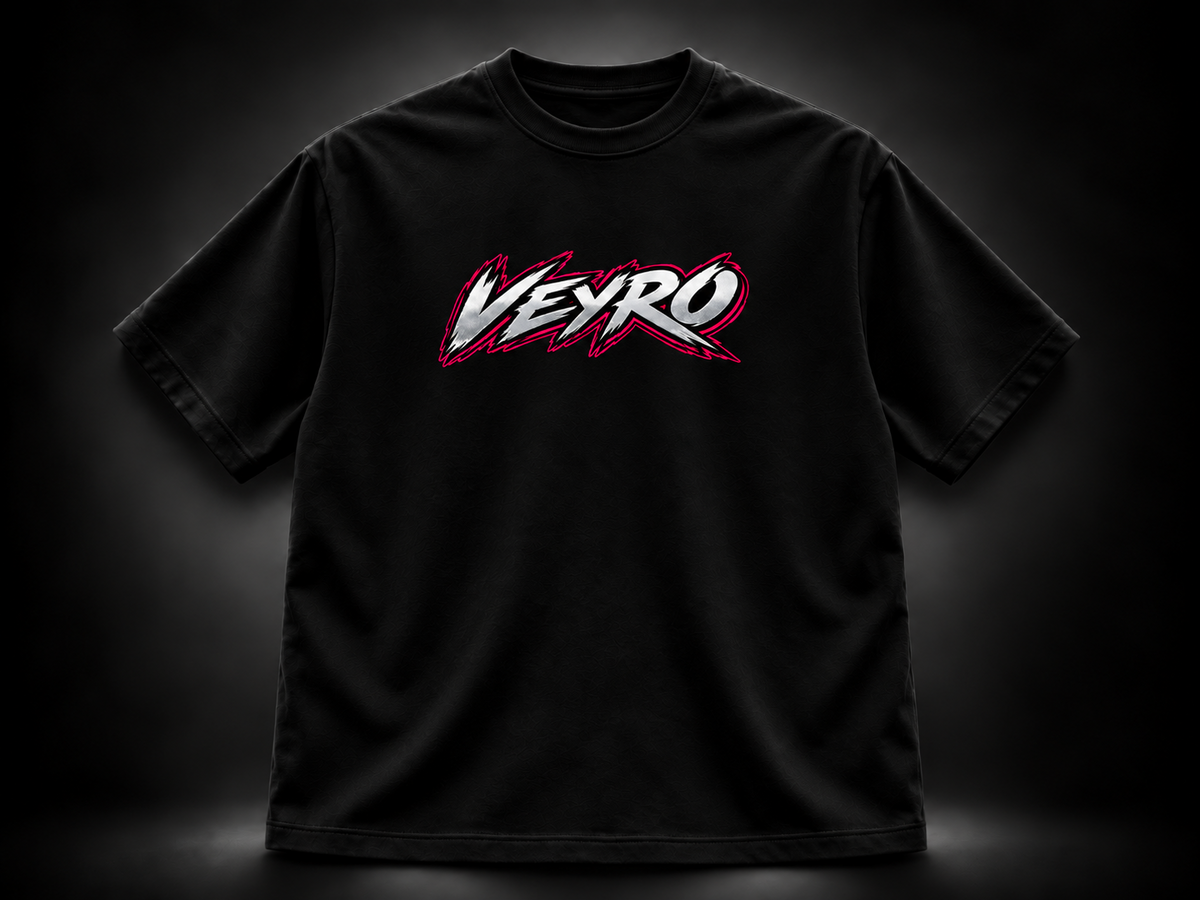 Предна част на черна тениска VEYRO Afterhours – пример 1